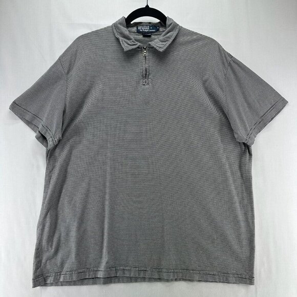 Polo Ralph Lauren Other - Polo Ralph Lauren Shirt Mens Sz L Stripe 1/4 Zip Short Sleeve Cotton Black White